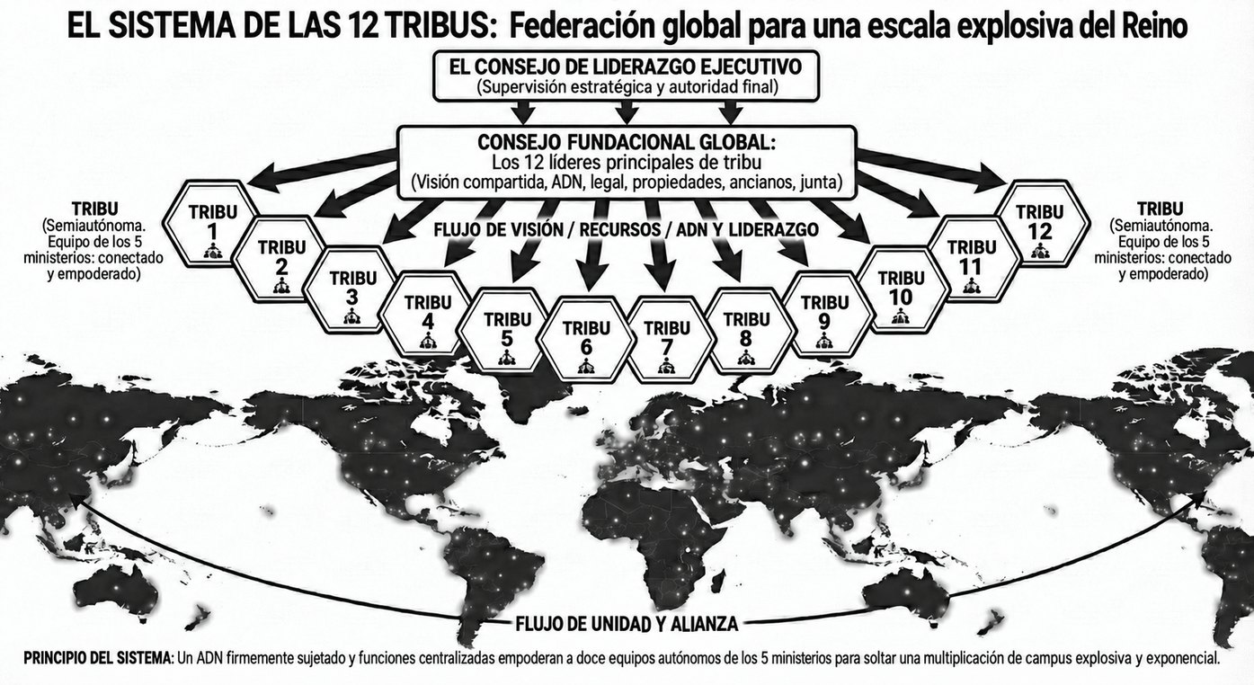 El sistema de las 12 tribus: federación global para una escala explosiva del Reino